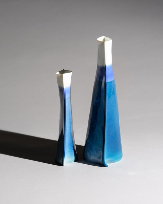 Image 1 of Johan van Loon x Rosenthal Studio-Line Glossy Paper Porcelain Vase Duo Maritime