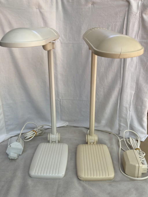 Paire de lampe Finlandaise LIVAL SENIOR année 80 beige et blanc 