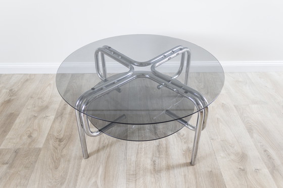Image 1 of Smoked glass & chrome Space Age coffee table - 1970s