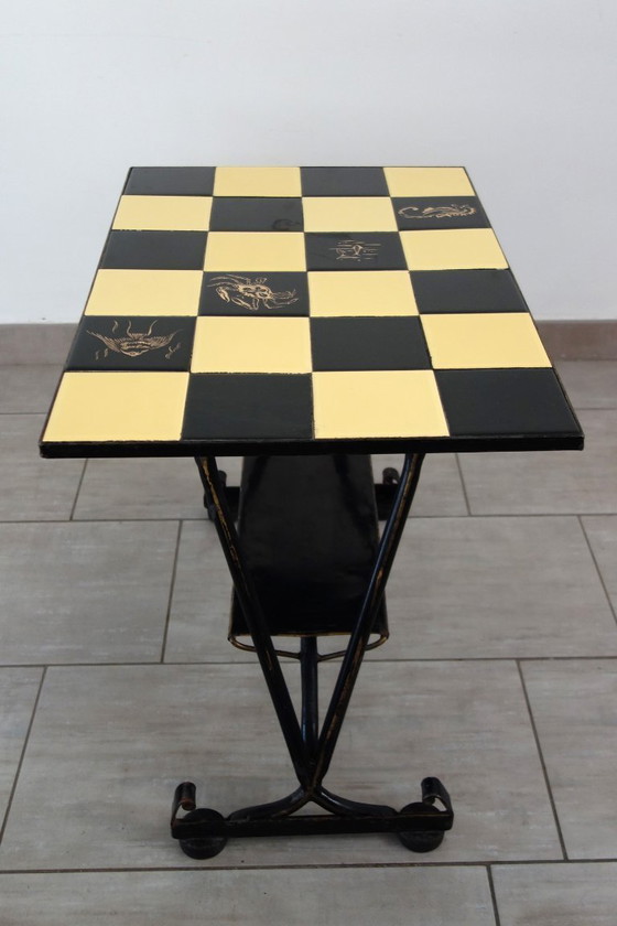 Image 1 of Vintage metal and ceramic side table from the 1950s/60s