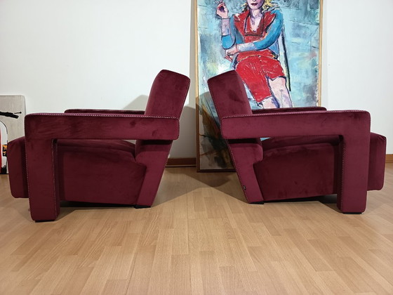 Image 1 of CASSINA 2X Poltrone 637 UTRECHT  (NUOVE MAI USATE) in Velluto 13L Ortigia/Plum con Cuciture in filo Naturale a punta Cavallo