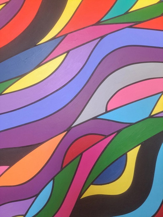 Image 1 of Courants Sauvages" - pintura abstracta de Franklin van Dam - Acrílico sobre MDF - 95 × 95 cm