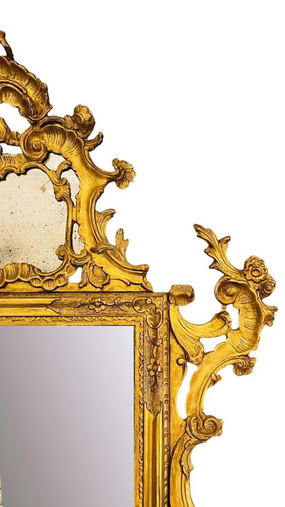 Image 1 of Carved And Gilded Wooden Mirror - Louis Xv