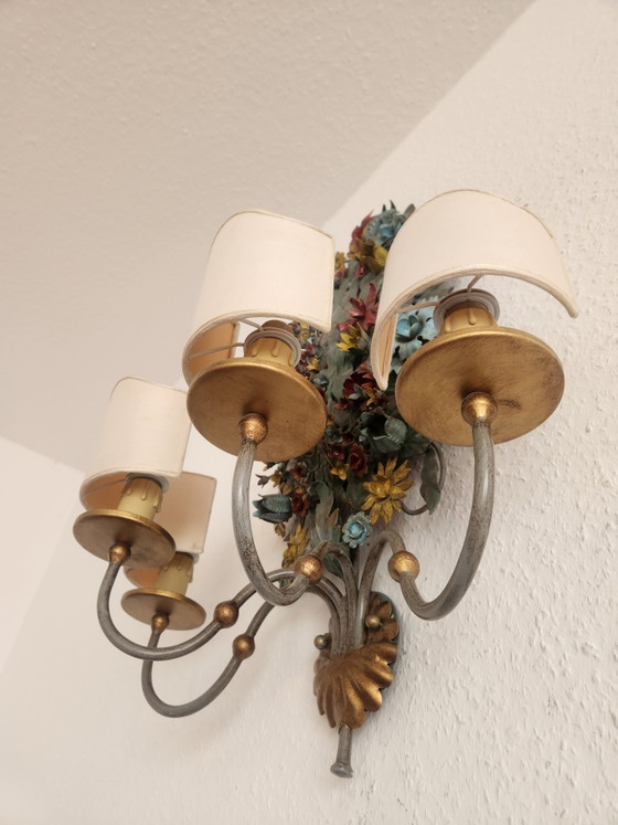 Set di 3 applique da parete CIANI Firenze, dipinte e forgiate a mano, applique fiorentine "Bouquet – Metal (photo 4 of 15)
