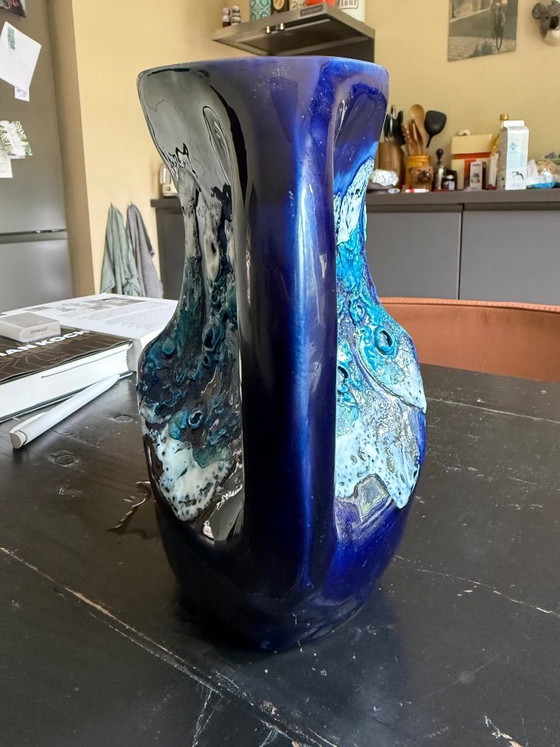 Vintage Vallauris Vase - Double Ear - Ecume De Mér - Fat Lava – Ceramic (photo 7 of 8)