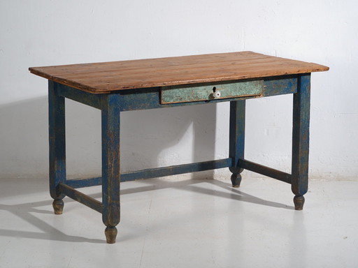 Mesa de trabajo rústica de pino – Europa Central, circa 1900