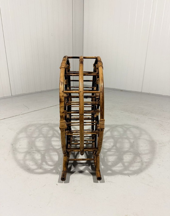 Image 1 of Rond rotan wijnrek flessenrek 1970's