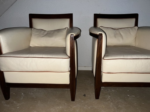 2 Sessel weiß /cremefarbenes Leder