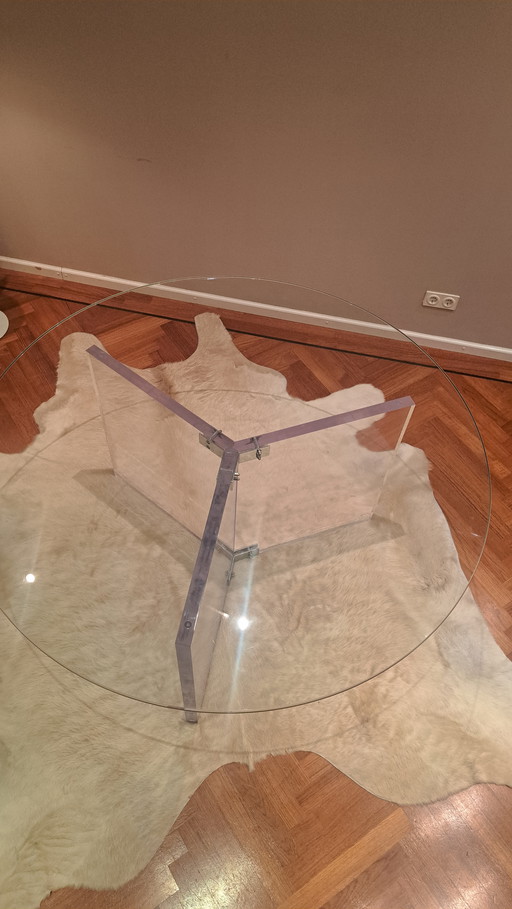 Mesa de cristal vintage estilo Jacques Dumond