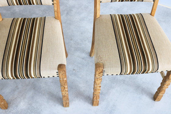 Image 1 of 6x brutalist Danish oak dining chairs