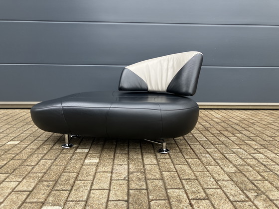 Image 1 of Leolux Kikko Chaise longue relax Senso pelle nera ZGAN!!!