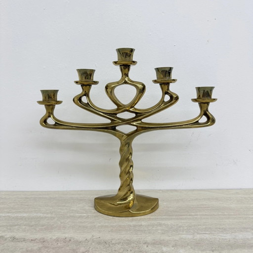 Mid-century Grote Brutalistische massief bronzen Kandelaar, jaren 70