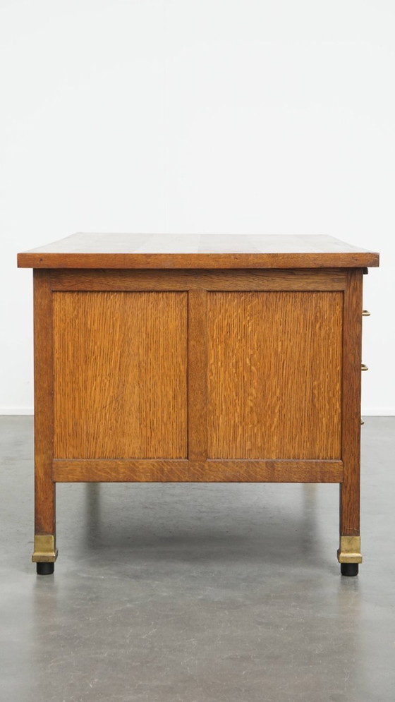 Image 1 of Antiker Art Deco Schreibtisch aus dem frühen 20. Jahrhundert aus Eichenholz im Stil der Amsterdamer Schule