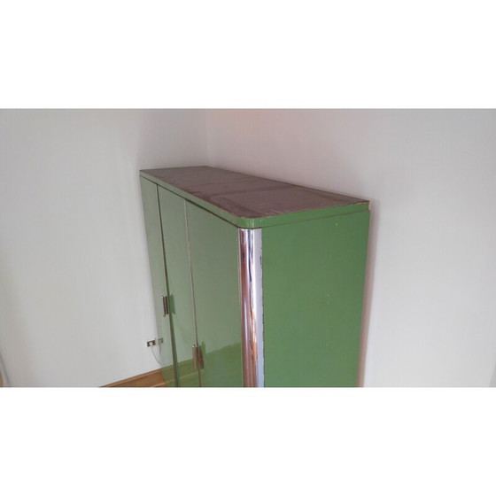 Image 1 of Vintage green and chrome cabinet by Rudolf Vichr, Czechoslovakia 1930