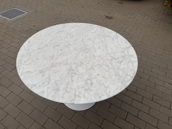 Original Knoll Tulip Round Dining Table 120cm Arabescato Matte In MINT CONDITION!! Eero Saarinen – Marble (photo 7 of 14)