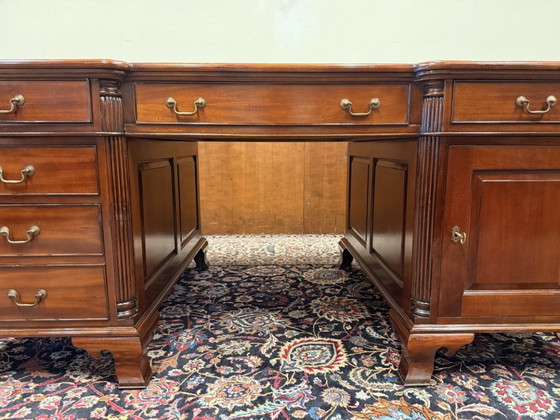 Scrivania Partnerdesk classica inglese in mogano – Scrivanie, Leather, Wood (photo 10 of 20)