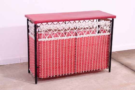 Vintage Laundry Basket, Woven Storage Hamper, 1980s, Czechoslovakia – Storage cabinet, Metal, Plastic (photo 3 of 8)