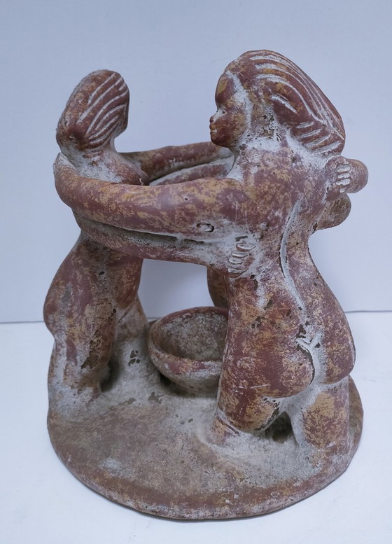 Image 1 of portacandele centrale in ceramica terracotta