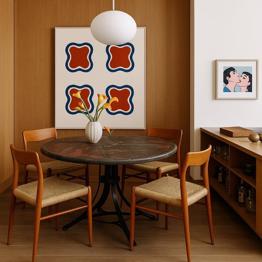 Brutalist Round Dining Table by Paul Kingma 1980