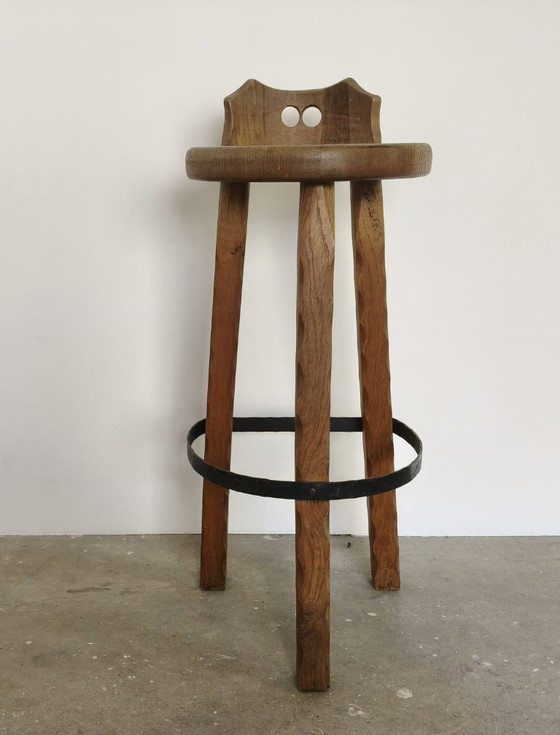 Image 1 of Barhocker aus Eiche im brutalistischen Stil