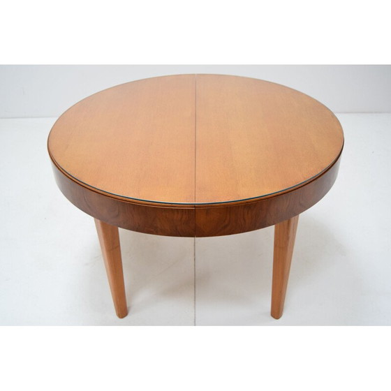 Image 1 of Vintage round wooden folding table by Jindrich Halabala, Czechoslovakia 1950