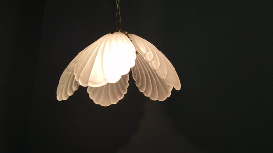 Image 1 of Vintage Italiaanse kroonluchter van glas en messing, jaren 70.
