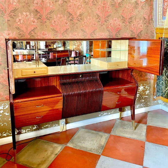 Image 1 of 1 buffet italien vintage de style Art déco avec meuble bar par Osvaldo Borsani