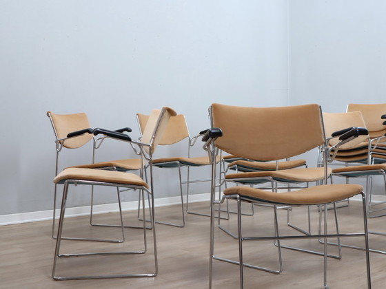 Image 1 of 1970s stackable steel farme chairs (Set of 12) by ELAM, Italy