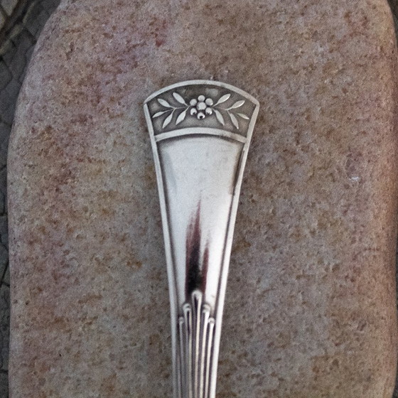 Image 1 of Antiker, versilberter Zuckerlöffel aus den 1910er Jahren mit Punze, Jugendstil