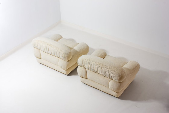 Image 1 of Elegantes sillones italianos en tela color crema, años 70
