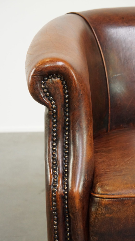 Image 1 of Sheep Leather Club Chair Finished With Ornamental Nails