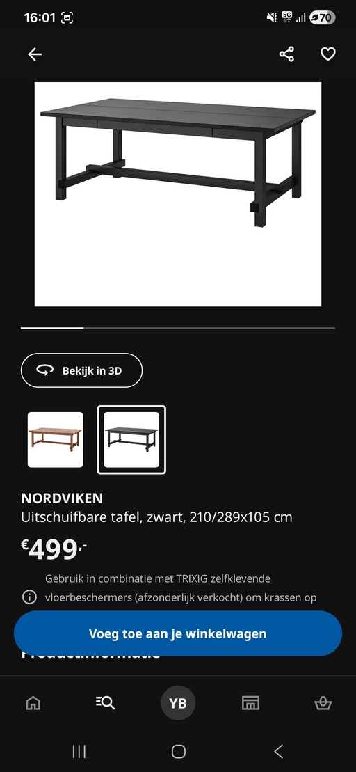 Ikea nordviken uitschuifbare eettafel