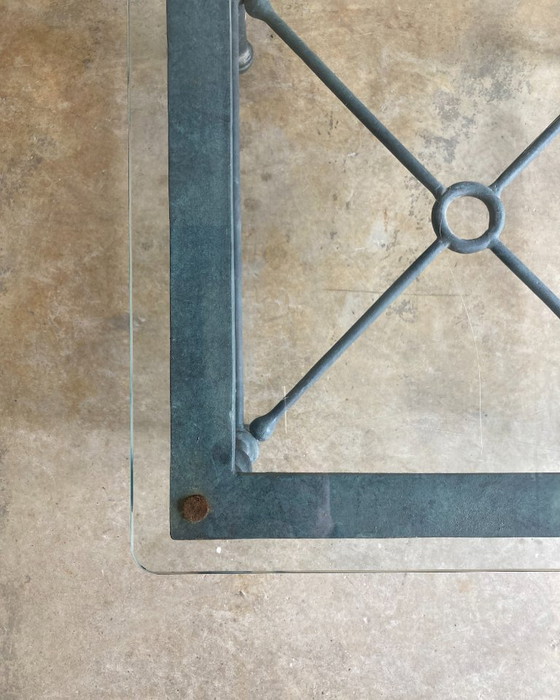 Image 1 of Vintage sculptural metal coffee table with a patina finish