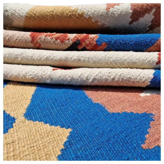 Vintage Turks Kilim tapijt | Handgeweven wol | Anatolisch design | 252 × 353 cm (99 × 139 inch) (photo 8 of 12)