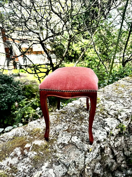 Grande poggiapiedi in stile barocco Luigi XV antico. – Poggiapiedi e pouf, Wood, Velvet, Bohemian (photo 5 of 8)