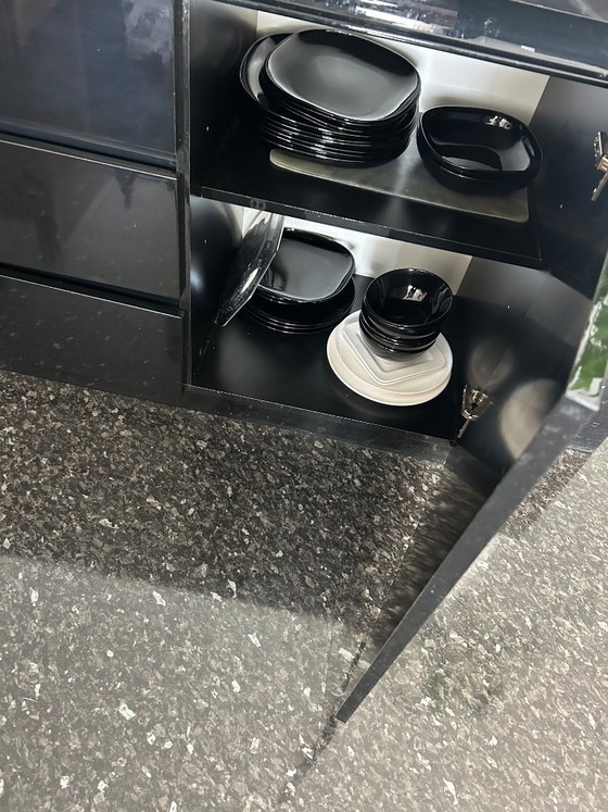 Image 1 of Black high-gloss sideboard – Italian design