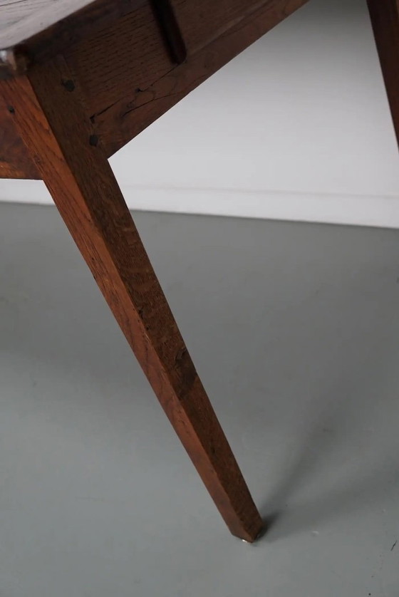 Image 1 of Antico tavolo da pranzo rustico francese in rovere, inizio XX secolo