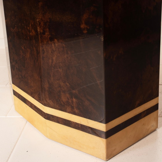 Mesa de comedor de pergamino Mod. 2007D de Willy Rizzo & Nucci Valsecchi para TURA Milano – Mesas de comedor (photo 19 of 20)