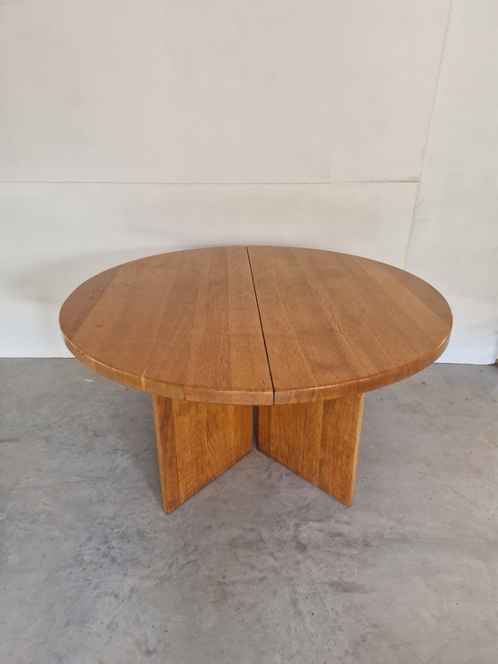 Image 1 of Table de salle à manger vintage en bois avec plateau massif