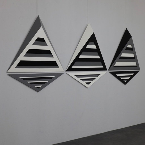 Eef de Graaf – Sculpture murale géométrique (triptyque), Pays-Bas, années 1980