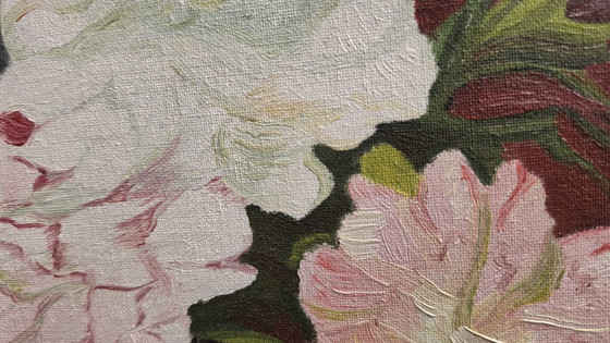 Image 1 of ## F. Hurkmans | Groot Bloemstilleven | Olieverf op Doek | 68 x 58 cm | Vintage