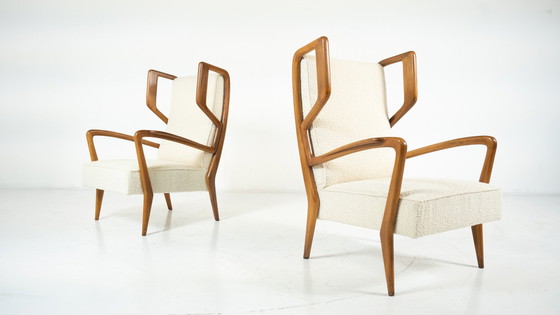 Image 1 of Mid-Century Modern Highback Amrchairs By Orlando Orlandi, Italy, 1950S