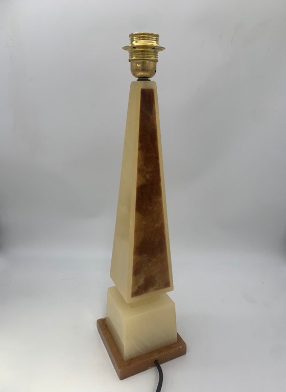 Image 1 of Rare brown alabaster table lamp from Volterra, circa 1960.