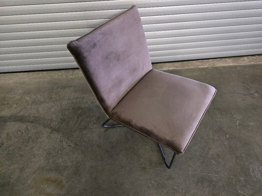 1x Fauteuil Bruin fluweel/fluweel