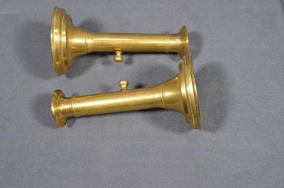 Paar 19e-eeuwse Franse messing push-up kandelaars, circa 1880 – Kandelaars en kaarsen, Brass (photo 5 of 9)