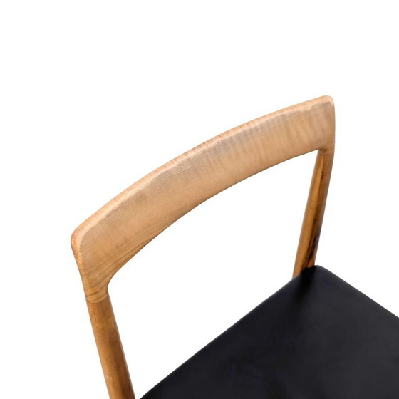Ensemble original de 6 chaises Midcentury Lübke Noyer Cuir Vintage, Fauteuils d'appoint, Bois, Noir (photo 7 sur 10)