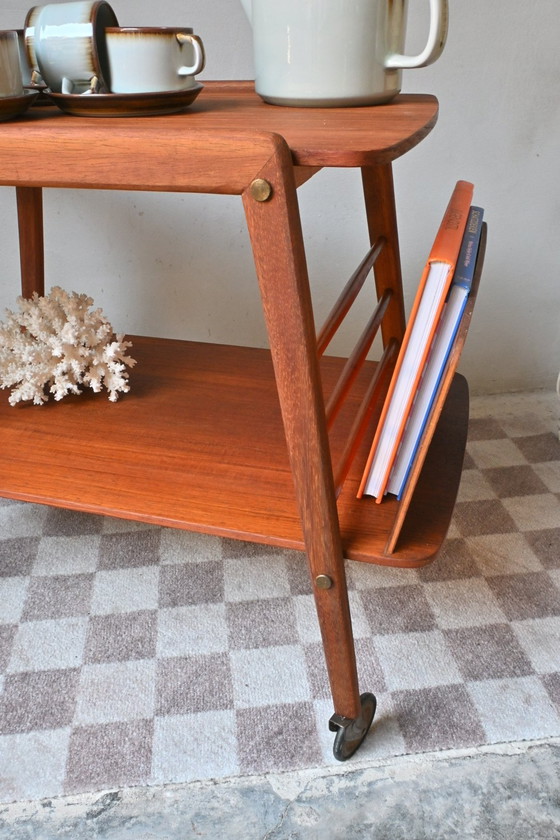 Image 1 of Vintage Teak Barcart Met Tijdschriftvak