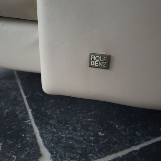 Image 1 of Rolf Benz "Onda" wooneiland taupe leder met losse rug kussens