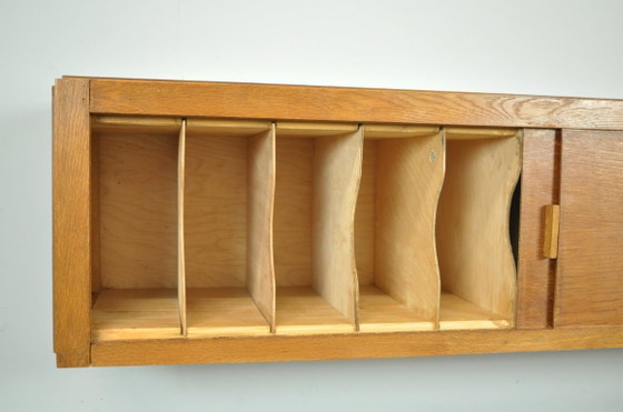 Vintage Mid-Century Wall Cabinet with Sliding Doors, 1960s – Wood (photo 11 of 14)