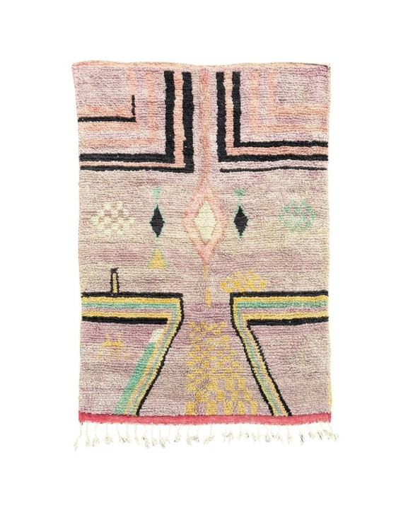 Image 1 of Authentique tapis berbère marocain 165x250 cm - Tapis tissé à la main pour intérieur bohème